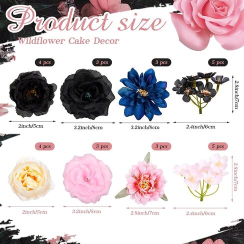30 Pcs Wildflower Cake Decorations Baby in Bloom Cake Decorations Fake Wildflower Heads Pink Bow Topper for Women Birthday Wedding Bridal Baby Shower Party Picnic in Saudi Arabia
