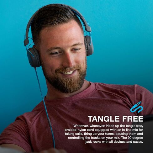 JLab Studio On-Ear Headphones, Wired Headphones, Tangle Free Cord, Ultra-Plush Faux Leather with Cloud Foam Cushions, 40mm Neodymium Drivers with C3 Sound, Black in Saudi Arabia
