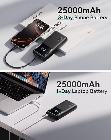 INIU Power Bank, 25000mAh/65W USB C Laptop Portable Charger, PD QC Fast Charging 3-Output External Battery Pack for Laptop MacBook Dell XPS iPad Tablet iPhone 14 13 12 Pro Max Samsung S21 Google, etc in Kuwait