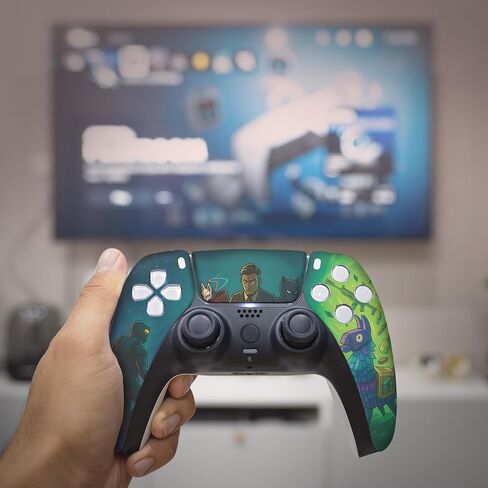 وحدة تحكم Forttnite Leggends Priime المخصصة PS-5 اللاسلكية المتوافقة مع وحدة تحكم Play-Station 5 بواسطة وحدات تحكم BCB | صُنع بفخر في الولايات المتحدة الأمريكية من خلال طباعة HYDRO-DIP الدائمة (ليست مجرد جلد) in Kuwait