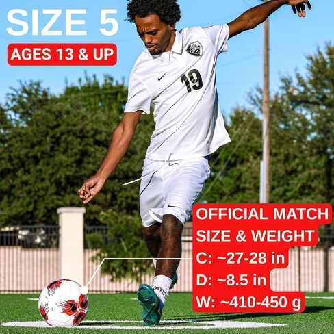 Soccer Balls Size 4 & 5 – Thermal Bonded Professional Training Ball for Youth, Kids, & Adult, Club, Leagues, Match Performance – Outdoor Soccer Balls with Pump for Boys & Girls in Saudi Arabia