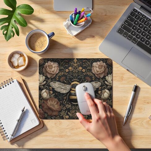 Moody Floral Dragonfly Mouse Pad,Dark Cottagecore Botanical Dragonfly Mouse Pads Mousepad for DeskOffice Dorm Computers Laptop, Aesthetic Office Supplies Desk Accessories, 9.5x7.9 Inch in Kuwait