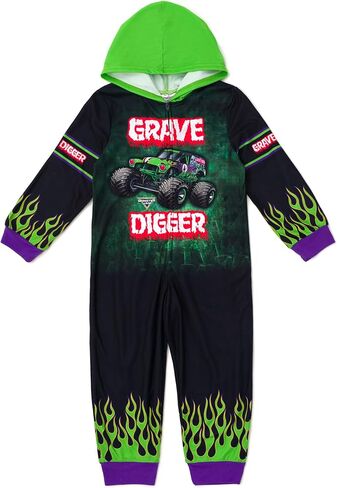 Monster Jam Zip Up Coverall Toddler to Little Kid Grave Digger in Saudi Arabia