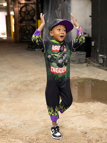 Monster Jam Zip Up Coverall Toddler to Little Kid Grave Digger in Saudi Arabia