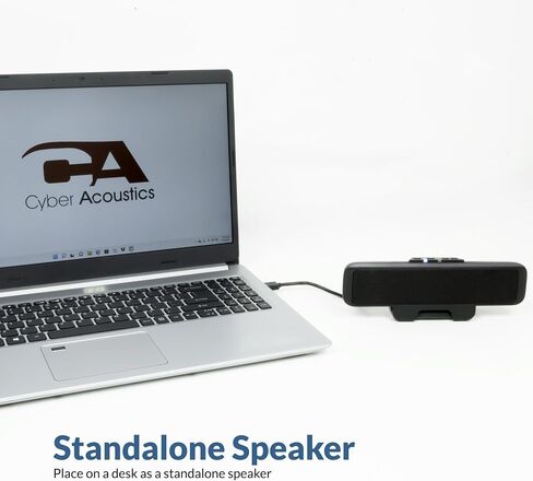 Cyber Acoustics USB & Bluetooth Speaker Bar (CA-2890BT) – USB Powered Speaker with Speakerphone for PC and Bluetooth to Simultaneously Connect to Smartphones, Clamps to Monitor, Convenient Controls in Kuwait