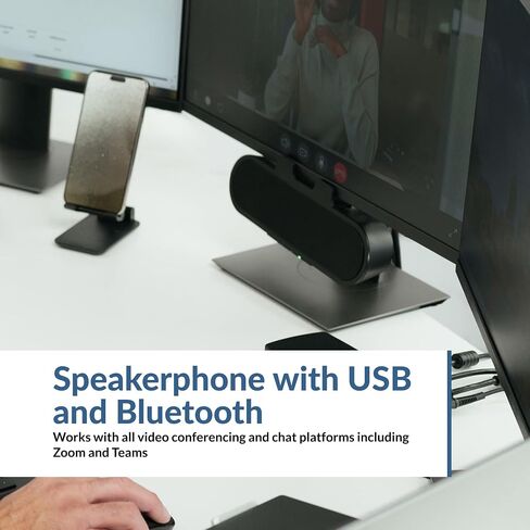 Cyber Acoustics USB & Bluetooth Speaker Bar (CA-2890BT) – USB Powered Speaker with Speakerphone for PC and Bluetooth to Simultaneously Connect to Smartphones, Clamps to Monitor, Convenient Controls in Kuwait