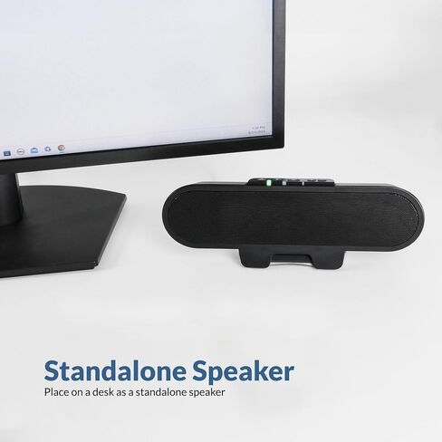 مكبر صوت Cyber ​​Acoustics CA-2890BT USB وبلوتوث مع مكبر صوت | شريط مكبر صوت صغير الحجم لأجهزة الكمبيوتر الشخصية وأجهزة Mac، رائع للمكالمات والموسيقى، والتبديل التلقائي بين الأجهزة، وزر كتم صوت الميكروفون، وكابل بطول 5 أقدام in Kuwait