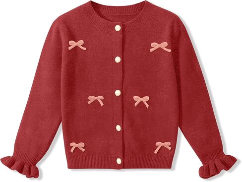 Besserbay Girl Fall 3D Bow Button أسفل الكشكش متماسك طويل الأكمام سترة سترة كارديجان 6-14 سنة in Saudi Arabia