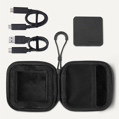 محرك أقراص SSD خارجي محمول من Amazon Basics، محرك أقراص الحالة الصلبة الخارجي 1 تيرابايت، سرعات تصل إلى 2000 ميجابايت/ثانية، USB 3.2 الجيل الثاني، IP65 مقاوم للماء والغبار، أسود in Kuwait