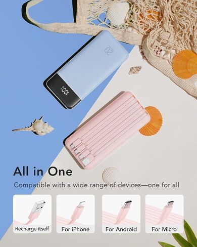 charmast Portable Charger Built-in Cables, 20000mAh Power Bank 6-Output in Kuwait