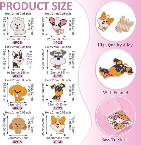 cheriswelry 19pcs المينا حيوان أليف كلب لطيف الحيوانات سحر سحر قلادة سحر حرك المعادن لمدة 18-25 ملم لسوار القلادة حلق المجوهرات صنع الحرف اليدوية in Saudi Arabia