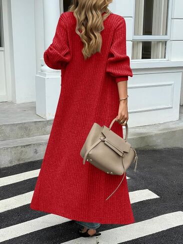Saodimallsu Womens Long Cardigans V Neck Button Down Chunky Knit Dusters Sweater Coat Fall Trendy Maxi Sweater Dress in Saudi Arabia