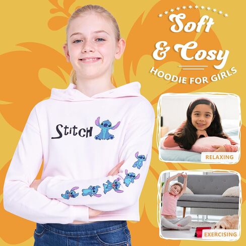 Disney Stitch Hoodie for Girls and Teens Comfy Cropped Top Cute Clothes for Kids in Saudi Arabia