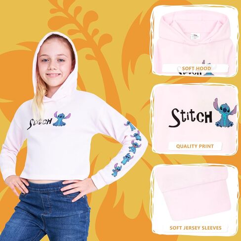 Disney Stitch Hoodie for Girls and Teens Comfy Cropped Top Cute Clothes for Kids in Saudi Arabia