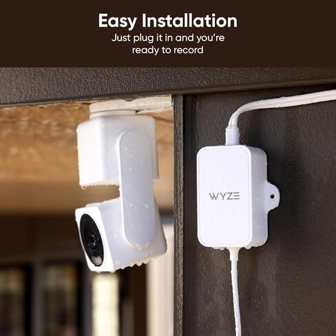 محول طاقة خارجي بطول 20 قدم من Wyze لـ WYZE Pan v4/v3، Cam v4/OG/v3 Pro/Duo Cam Pan - بدون تركيب مثقاب، كابل مقاوم للماء IP67 (يتضمن محول Micro-USB على شكل حرف L) in Kuwait