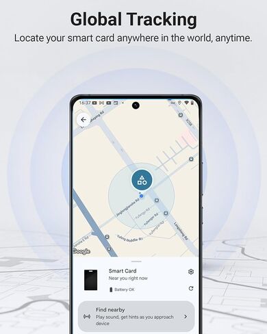 بطاقة تعقب محفظة Android، البطاقة الذكية (Android فقط)، الباحث عن محفظة GPS، بطاقة تتبع Airtag، متوافقة مع تطبيق Google Find Hub in Kuwait
