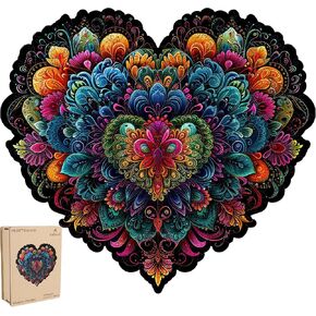 Succulent Heart 200 Pieces Wooden Jigsaw Puzzles for Adults with Unique Irregular Shape Fun Challenging Puzzles for Kids and Couples on Birthday, Father's Day, Christmas 11.8"*11.8" in Saudi Arabia