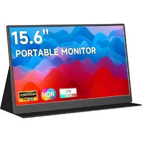 شاشة memzuoix المحمولة مقاس 15.6 بوصة FHD 1080P USB C HDMI، شاشة كمبيوتر IPS HDR للألعاب مع غطاء ذكي، التوصيل والتشغيل، مكبرات صوت مزدوجة شاشة خارجية لأجهزة الكمبيوتر المحمول PC MAC Phone Xbox Switch PS4 Table in Kuwait