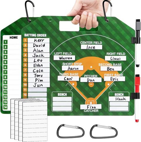 Magnetic Baseball Lineup Board for Dugout, Dry Erase Coach Lineup Board, Baseball Coaching Board, Baseball Clipboard for Coaches with 40 Lineup Cards, Baseball Coaching Accessories in Saudi Arabia