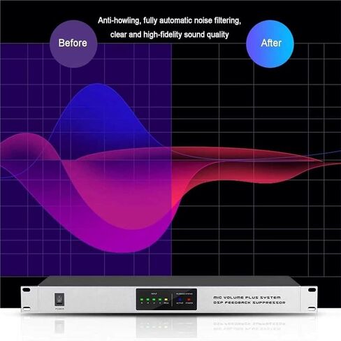 Professional KTV Digital Pre-stage Effector, Anti-Howling Audio Processor, Ound Transmission Gain Improvement Amount: 5-14dB, 9 Level Inhibition Intensity, For Recording Studios, Bars(2 in 2 out) in Saudi Arabia