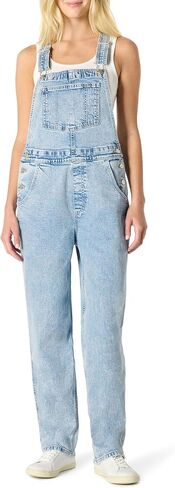 Amazon Essentials Women's Medium Stretch Denim Relaxed-Fit Straight Leg Overalls in Saudi Arabia