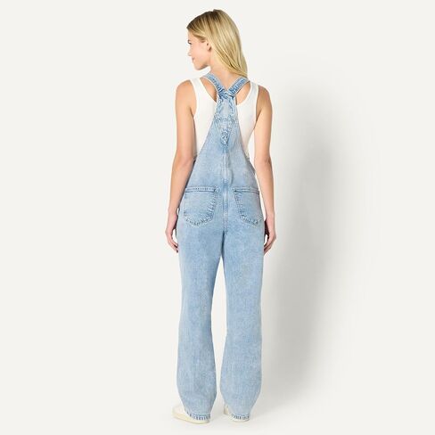 Amazon Essentials Women's Medium Stretch Denim Relaxed-Fit Straight Leg Overalls in Saudi Arabia