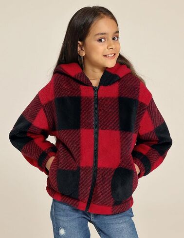 GRACE KARIN Girls Fleece Jacket Zip Up Sherpa Coat Kids Fall Hoodie Fuzzy Sweatshirt Size 5-14 in Saudi Arabia