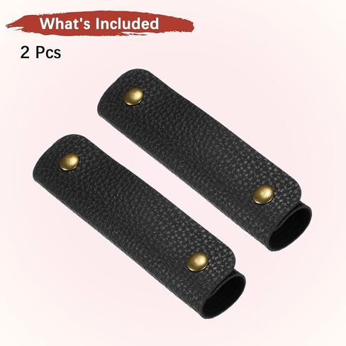 غلاف مقبض جلدي [2pcs] - غطاء مقبض حقيبة يد مع 2 مشابك معدنية تستخدم للحقائب والأكياس وأحواض التسوق ومحافظ - [بني ، 5 بوصات/12 سم] وسادة محفظة ناعمة in Saudi Arabia