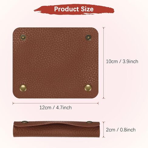غلاف مقبض جلدي [2pcs] - غطاء مقبض حقيبة يد مع 2 مشابك معدنية تستخدم للحقائب والأكياس وأحواض التسوق ومحافظ - [بني ، 5 بوصات/12 سم] وسادة محفظة ناعمة in Kuwait
