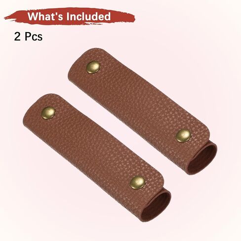 غلاف مقبض جلدي [2pcs] - غطاء مقبض حقيبة يد مع 2 مشابك معدنية تستخدم للحقائب والأكياس وأحواض التسوق ومحافظ - [بني ، 5 بوصات/12 سم] وسادة محفظة ناعمة in Kuwait