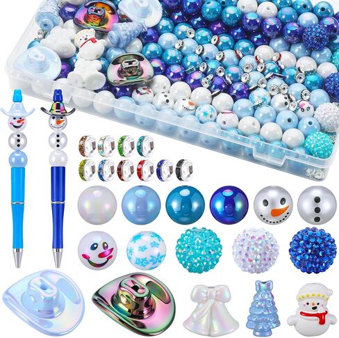 Finecheer 300 PCS حبات بؤرية للأقلام AB Color Acrylic 3D Bocal Colorful Beads Bulk Round Rinestone Spacer for Beadable Pen Keychain Making Jewelry Scarms Darms Crafts (على شكل قوس) in Saudi Arabia
