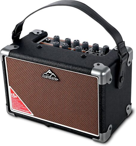 EASTROCK 15W Electric Guitar Amp, EGA-15W Portable Guitar Amplifier with Bluetooth, Built-in Looper & Drum Machine Speaker, AUX/OTG/Headphone, 8 Voices, FX Effects-Wood in Saudi Arabia