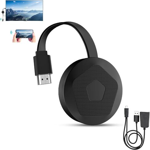 محول عرض لاسلكي 4K للتلفزيون، دونجل WiFi Miracast بسرعة 5 جيجا هرتز لبث الفيديو والصوت من أجهزة الكمبيوتر المحمولة والأجهزة اللوحية وأجهزة التلفزيون/أجهزة العرض/الشاشات، لا حاجة للتطبيق ومتوافق مع Android وiOS وWindows in Kuwait