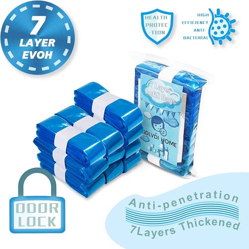 Diaper Pail Refill Bags,8 Packs Extra Thick,Continuous Liner With No Preset Perforations,Leak-Proof&Odor Blocking,For Diaper Pails,Strollers&Travel,Eco-Friendly Baby Essentials,Hold up to 5523 Diapers in Kuwait