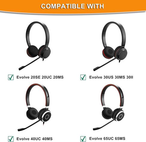 defean HSW018W Evolve 65 UC - استبدال وسائد أذن متوافقة مع Jabra Evolve 65 UC 65MS / Evolve 40 40MS Evolve 20se uc 30 II 65 40 سماعات ، رغوة الذاكرة استبدال سماعات الأذن، مؤتمرات in Saudi Arabia