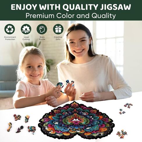 Succulent Heart 200 Pieces Wooden Jigsaw Puzzles for Adults with Unique Irregular Shape Fun Challenging Puzzles for Kids and Couples on Birthday, Father's Day, Christmas 11.8"*11.8" in Saudi Arabia