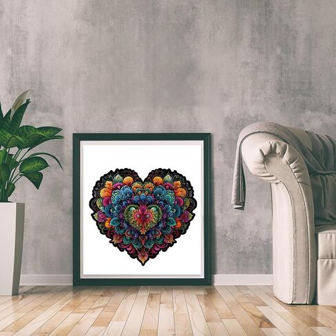Succulent Heart 200 Pieces Wooden Jigsaw Puzzles for Adults with Unique Irregular Shape Fun Challenging Puzzles for Kids and Couples on Birthday, Father's Day, Christmas 11.8"*11.8" in Saudi Arabia