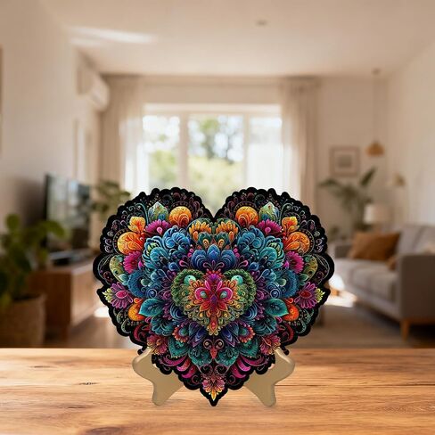 Succulent Heart 200 Pieces Wooden Jigsaw Puzzles for Adults with Unique Irregular Shape Fun Challenging Puzzles for Kids and Couples on Birthday, Father's Day, Christmas 11.8"*11.8" in Saudi Arabia