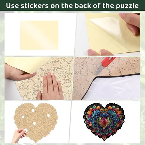 Succulent Heart 200 Pieces Wooden Jigsaw Puzzles for Adults with Unique Irregular Shape Fun Challenging Puzzles for Kids and Couples on Birthday, Father's Day, Christmas 11.8"*11.8" in Saudi Arabia