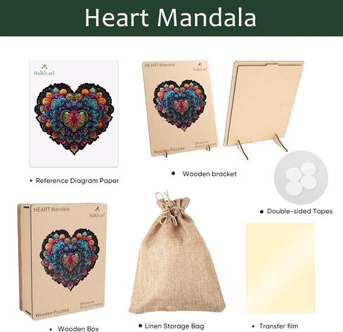 Succulent Heart 200 Pieces Wooden Jigsaw Puzzles for Adults with Unique Irregular Shape Fun Challenging Puzzles for Kids and Couples on Birthday, Father's Day, Christmas 11.8"*11.8" in Saudi Arabia