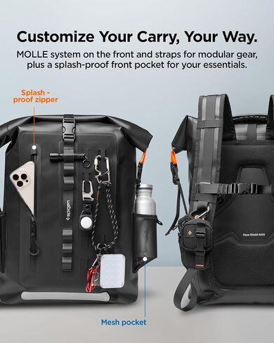 Spigen AquaShield Waterproof Dry Bag Backpack A631, 30L Roll Top Lightweight Dry Storage Bag for Travel, Swimming, Boating, Kayaking, Camping and Beach - Snow White in Saudi Arabia