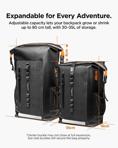 Spigen AquaShield Waterproof Dry Bag Backpack A631, 30L Roll Top Lightweight Dry Storage Bag for Travel, Swimming, Boating, Kayaking, Camping and Beach - Snow White in Saudi Arabia