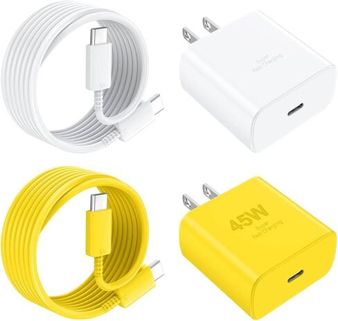 Samsung 45W USB-C Super Fast Charging Cord Cable Type C Wall Charger Android Phone Charger Block for Samsung Galaxy S23 Ultra/S23/S23+/S22/S22 Ultra/S22+/Note 10/20/S20/S21, Galaxy Tab S7+/S8+,2Pack in Saudi Arabia