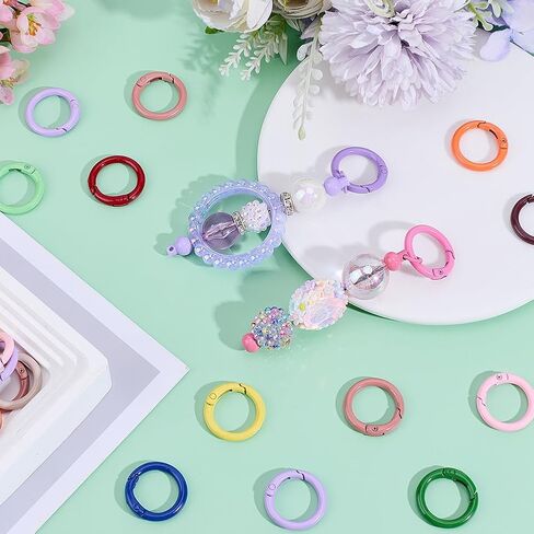 1 Box 28Pcs 14 Colors Heart Spring Clasp Jewelry Carabiner Clip Colorful Heart Shaped Alloy Gate Ring Trigger Snap Hook Buckle Lock Clasps for Purse Jewelry Bags Lanyards Keychains DIY Crafts in Saudi Arabia