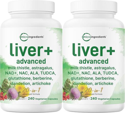 Liver Detox, 480 Veggie Capsules | 20-in-1 Advanced Complex + Milk Thistle, Dandelion, NAD, NAC, ALA, TUDCA, Glutathione, Artichoke, Turmeric, & Astragalus | Liver Cleanse & Repair Supplement in Saudi Arabia