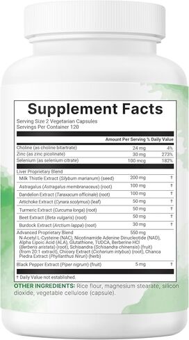 Liver Detox, 480 Veggie Capsules | 20-in-1 Advanced Complex + Milk Thistle, Dandelion, NAD, NAC, ALA, TUDCA, Glutathione, Artichoke, Turmeric, & Astragalus | Liver Cleanse & Repair Supplement in Saudi Arabia