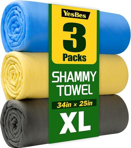 2 عبوة قطعة قماش XL XL Shammy لتجفيف السيارات ، 34 "x25" منشفة Chamois للسيارة ، منشفة شامي فائقة للسيارة ، مناشف تجفيف السيارات الناعمة القابلة لإعادة الاستخدام in Kuwait