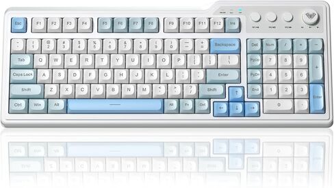 Aula F3099 Wireless Keyboard with Media Knob, Tri-Mode BT5.0/2.4GHz/USB-C Cute Creamy Keyboard with Number Pad, RGB Backlit Gaming Keyboard, Quiet Typing Pink Computer Keyboards for Office Laptop/PC in Saudi Arabia
