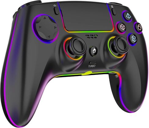 GlowPlayX Wireless Gaming Controller Compatible with PS-5 Console/Pro/PC/Mac/iOS/Android/Steam Deck, Gamepad with RGB Lighting/Hall Effect Joystick/Dual Vibration/Turbo/Headset Jack/1500 mAh Battery in Saudi Arabia