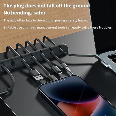 7-Slot Cable Management Clip (1 Pack, Black) - Adhesive Cord Organizer Holder for Desk, Car, Home Office, USB/Charger Cables Wire Management in Saudi Arabia
